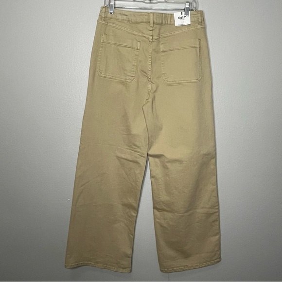 OAT High Waisted Wide Leg Khaki Pants Women 10/30 Tan Pockets NWT Loose Fit - Picture 8 of 10